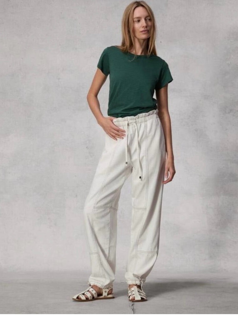 NET rag & bone White Ultra Featherweight Jordan Drawstring Jogger Pants Sz S